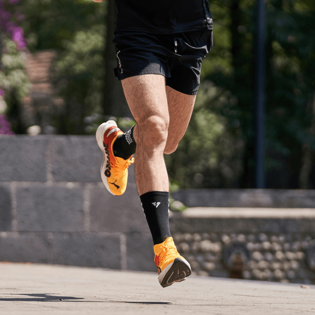 An athlete running and doing exercise in recovery
