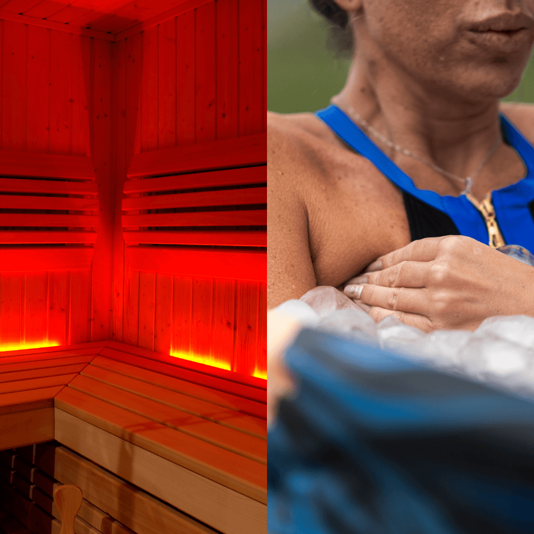 An infrared sauna and an ice bath